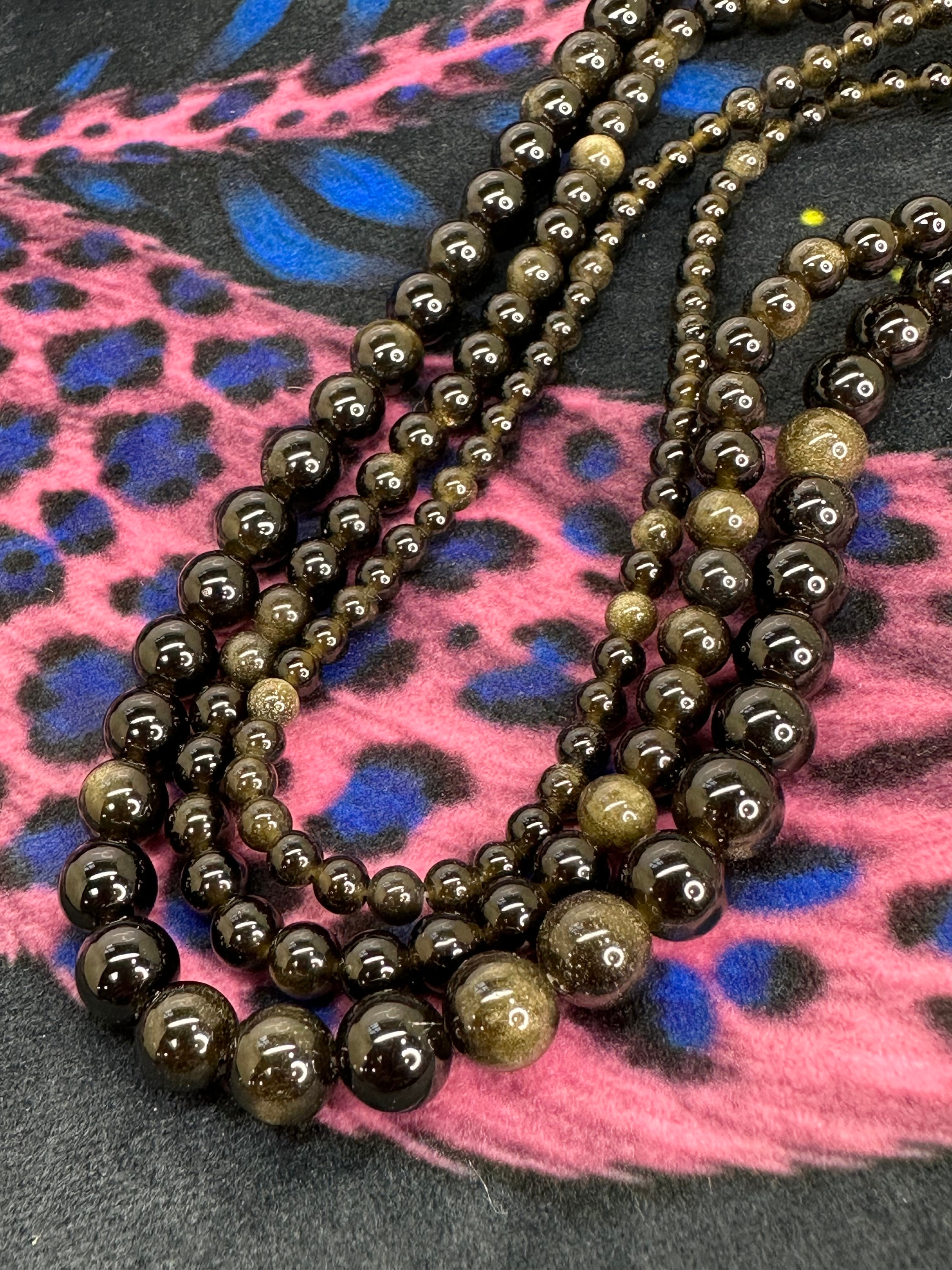 Golden Obsidian Round Beads 4, 6, 8mm / Natural Beads /black Gold Beads / Natural Gemstone Beads