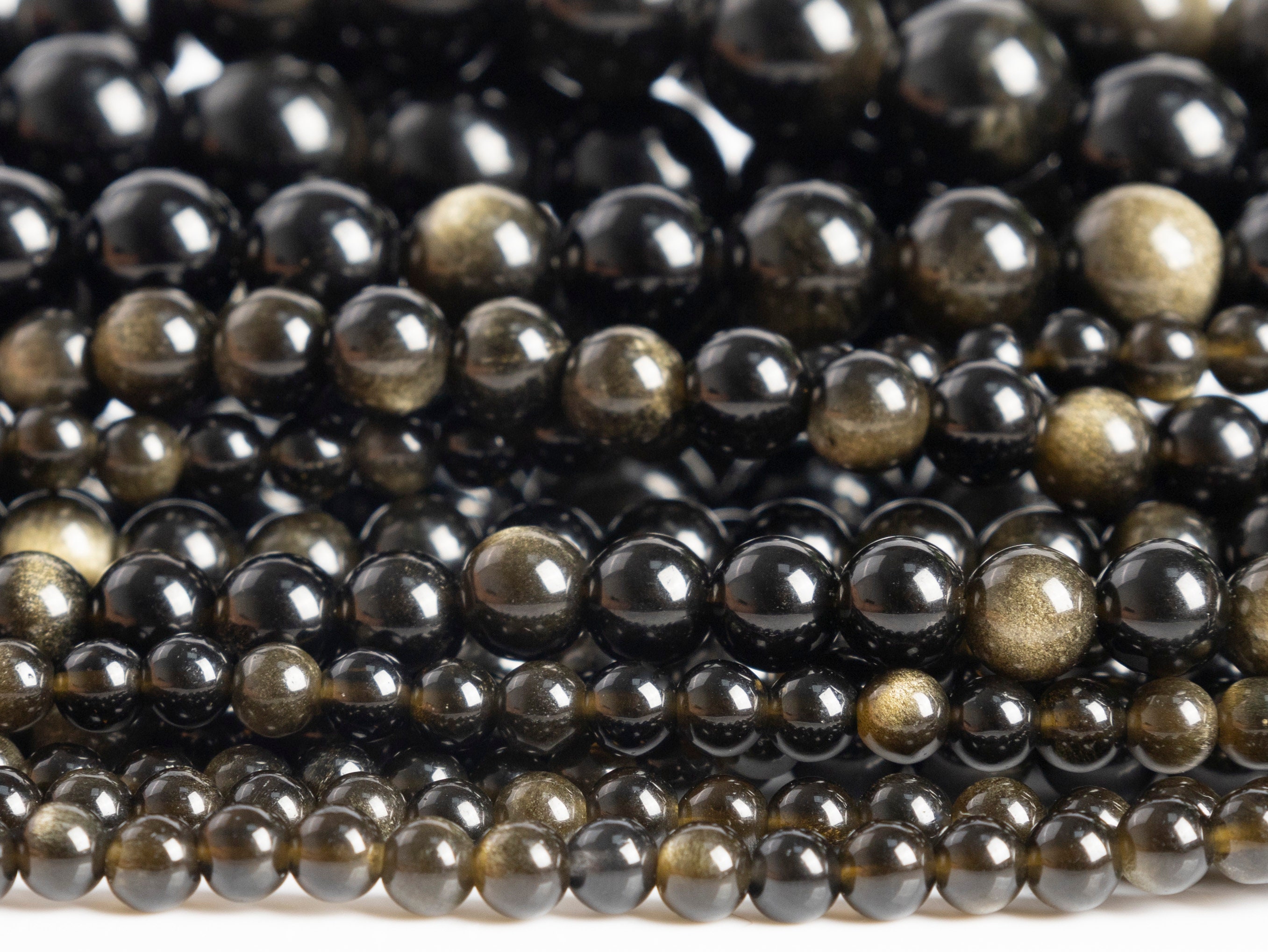 Genuine Natural Black Golden Obsidian Gemstone Grade Aa Round 4mm 6mm 8mm 10mm Loose Beads