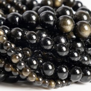 Genuine Natural Chatoyant Black Golden Obsidian Loose Beads Round Shape 4mm 6mm 8mm 10mm