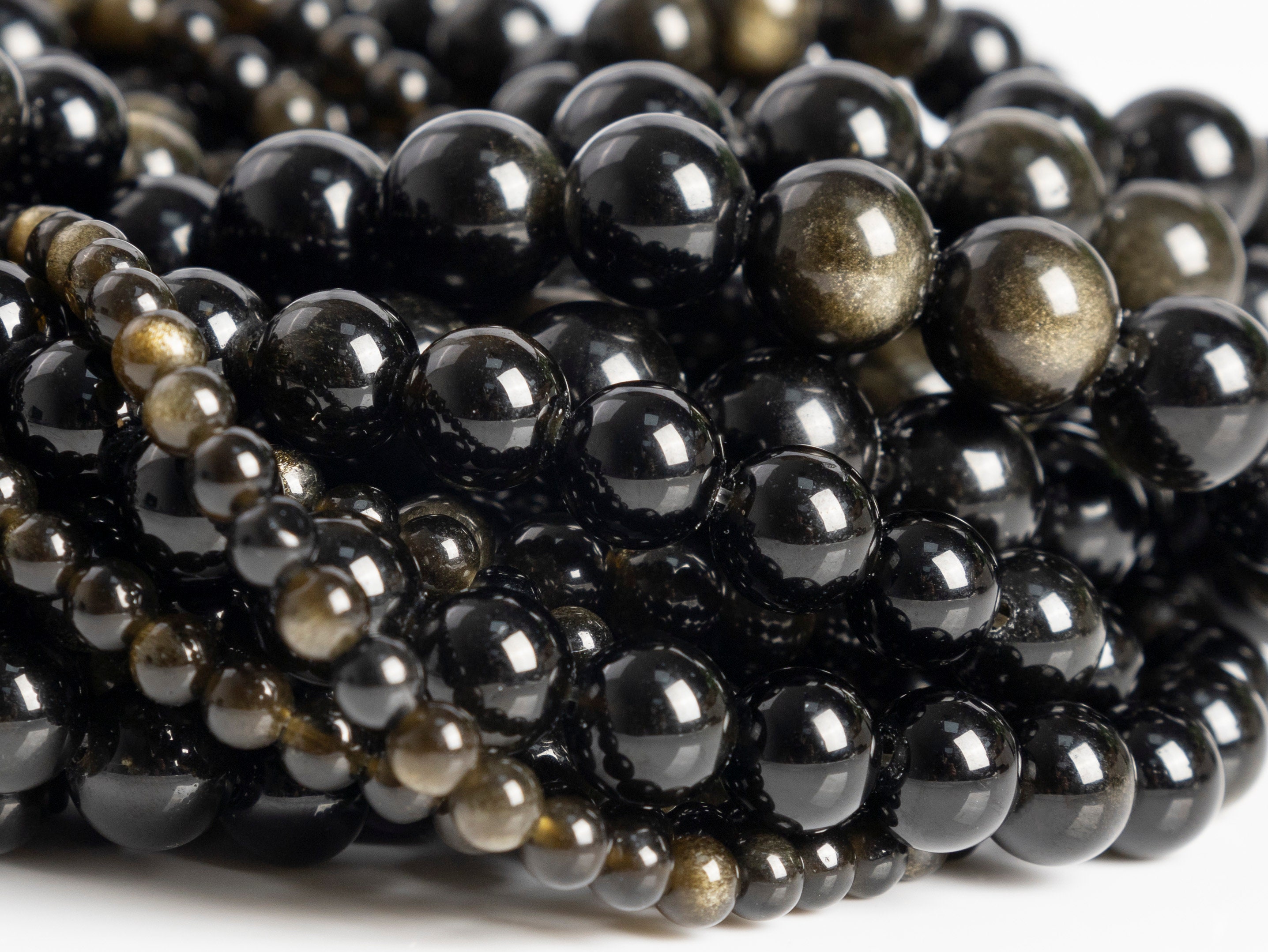 Genuine Natural Chatoyant Black Golden Obsidian Loose Beads Round Shape 4mm 6mm 8mm 10mm