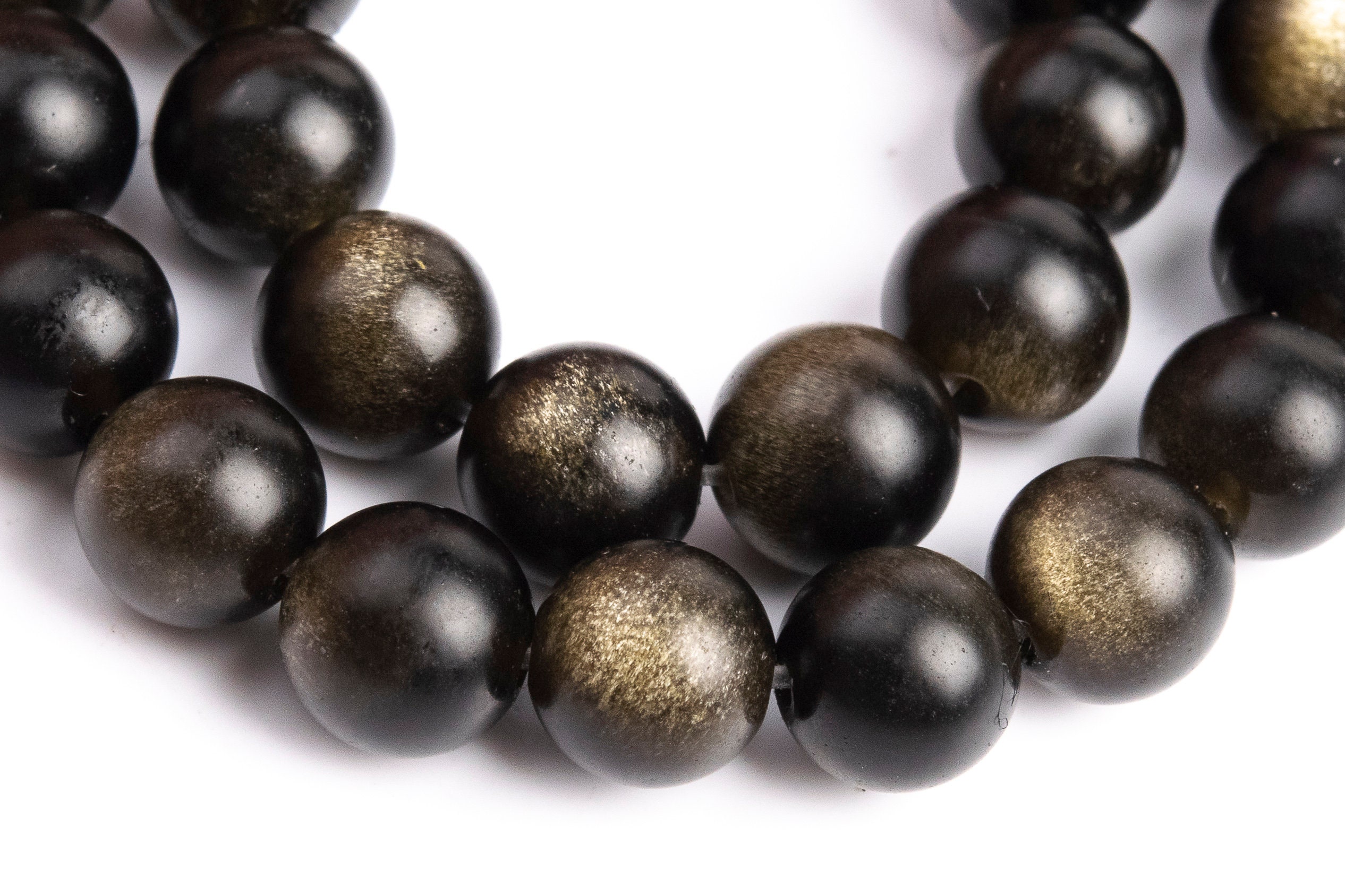 Genuine Natural Golden Obsidian Gemstone Beads 6-7mm Matte Black Round A Quality Loose Beads (107276)