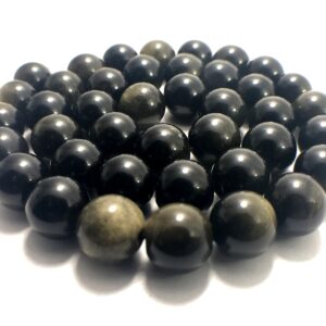 Natural Black Golden Obsidian Beads, Gemstone Beads, 4mm 8mm 10mm 12mm 14mm 16mm 18mm Natural Round Stone Beads, 15''5 Strand