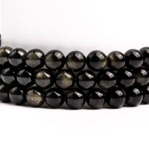 Natural Golden Obsidian Gemstone Grade Aaa Round 6mm 8mm 10mm Loose Beads