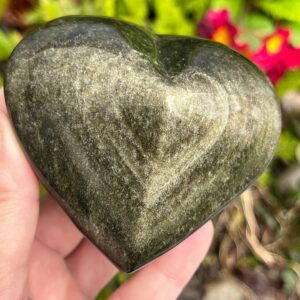 BIG Gold Sheen Obsidian Heart | Crystal Heart | Flashy Crystal Heart BIG Gold Sheen Obsidian Heart | Crystal Heart | Flashy Crystal Heart