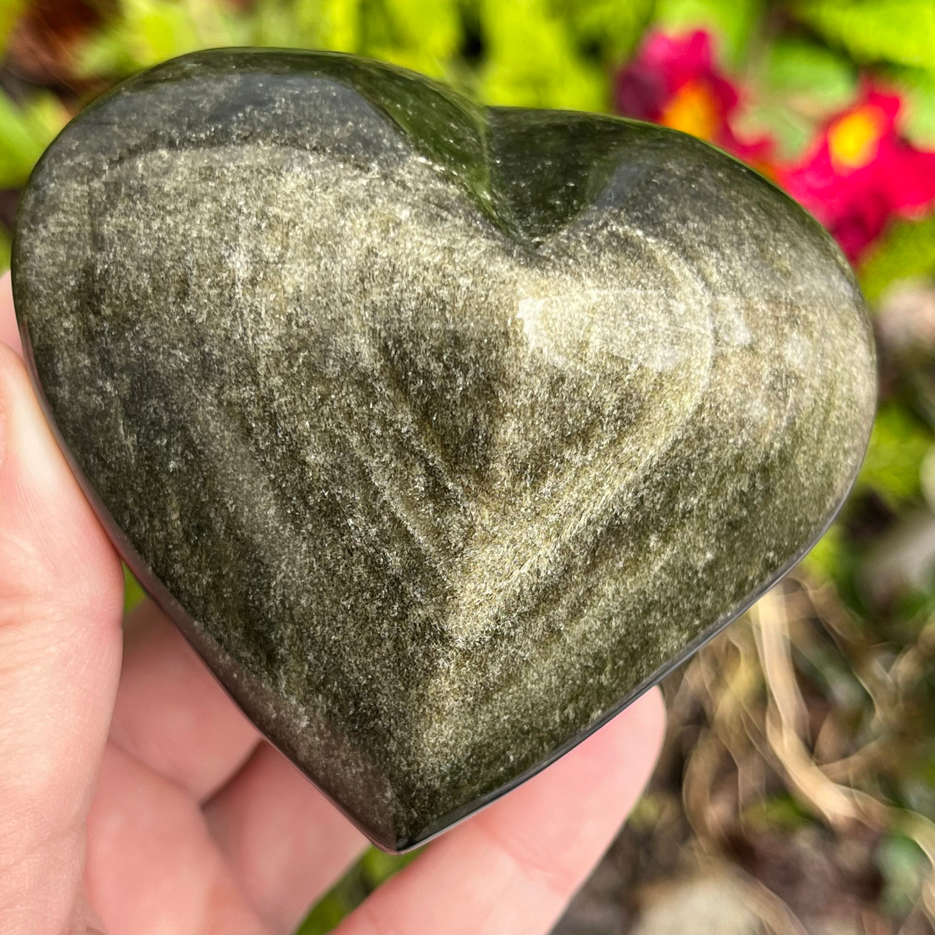 Big Gold Sheen Obsidian Heart | Crystal Heart | Flashy Crystal Heart
