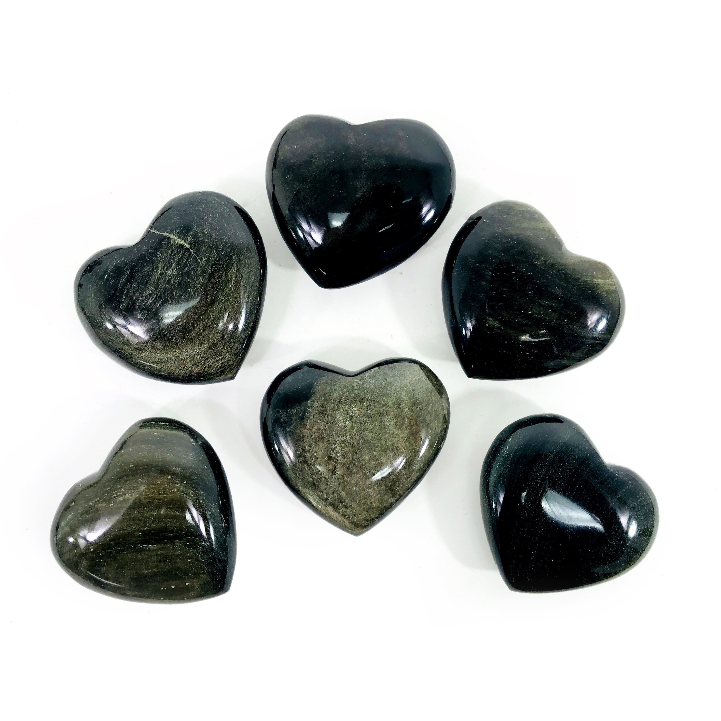 Crystal Hearts - Gold Sheen Obsidian Hearts - By Weight
