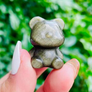 Gold Sheen Obsidian Crystal Bear: Small Carved Gemstone Bead Gold Sheen Obsidian Crystal Bear: Small Carved Gemstone Bead