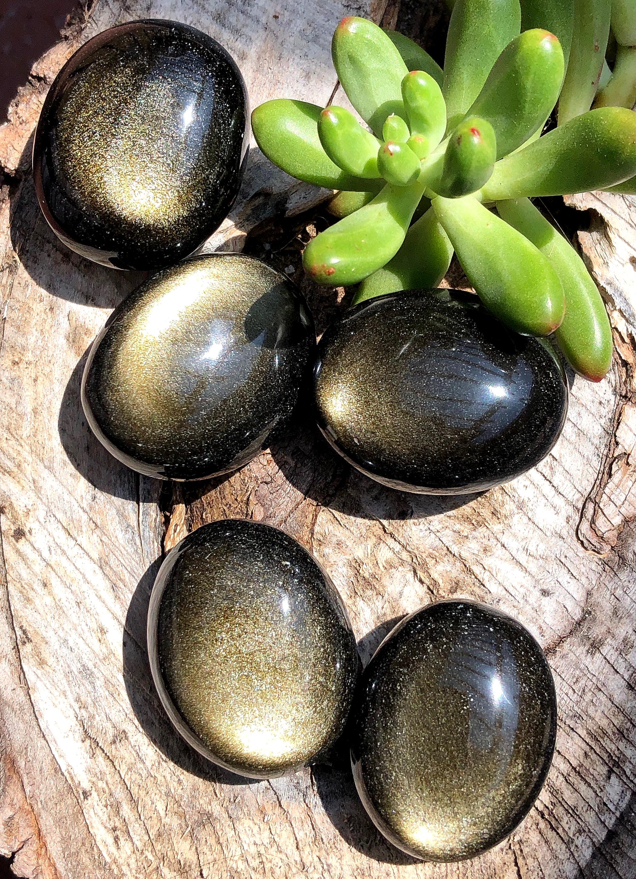 Gold Sheen Obsidian Pebble: "wizard Stone" From Mexico