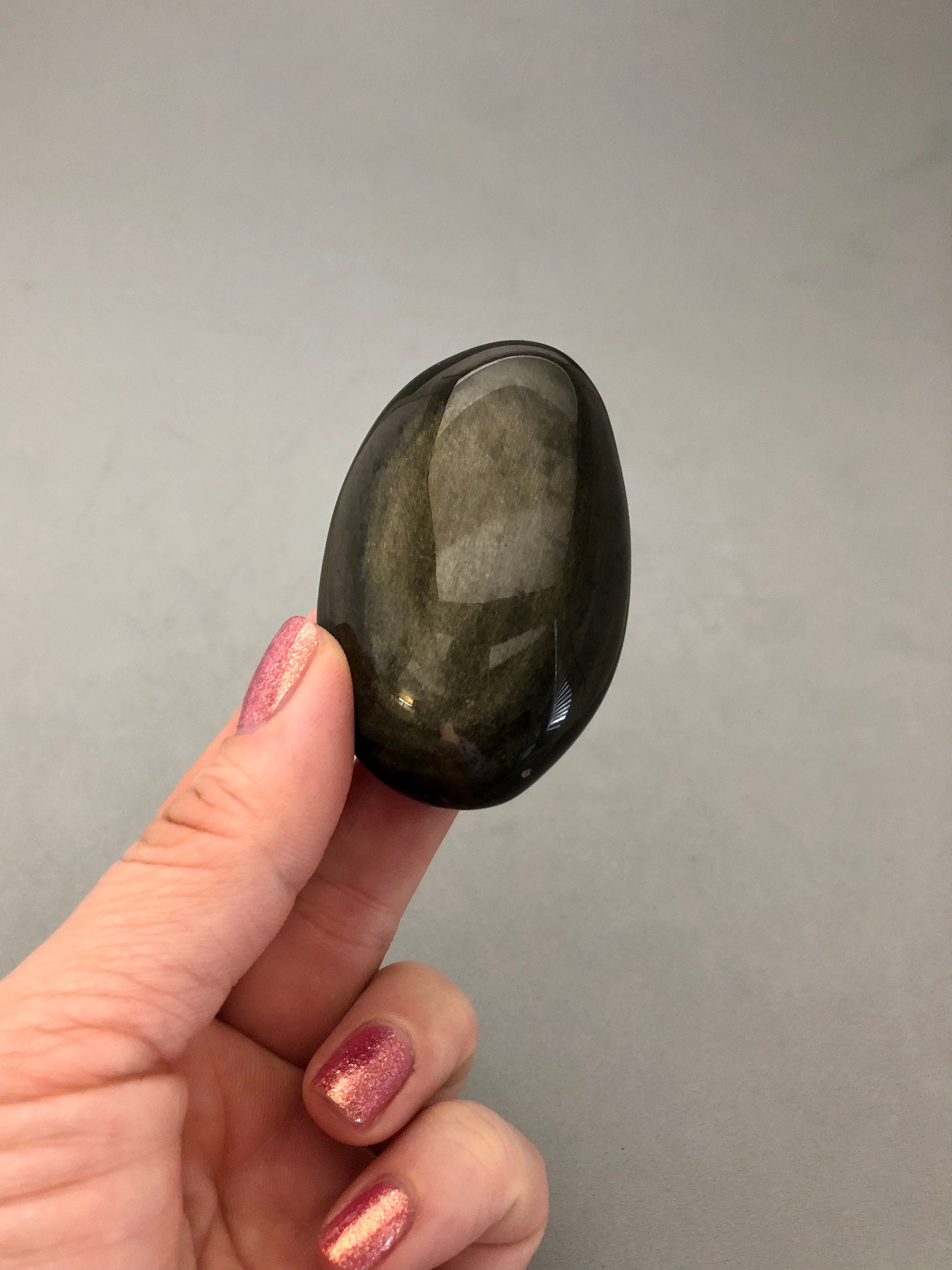 Gold Sheen Obsidian Golden Sheen Obsidian Crystal Palm Stone (2"+) For Protection, Grounding, Scrying, Root Chakra Stone, Metaphysical Stone