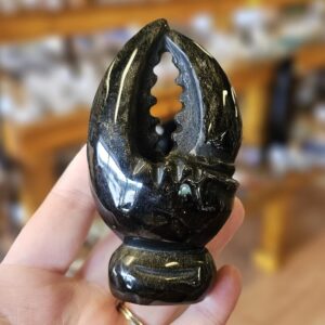 Gold Sheen Obsidian Lobster Claw Carving Gold Sheen Obsidian Lobster Claw Carving