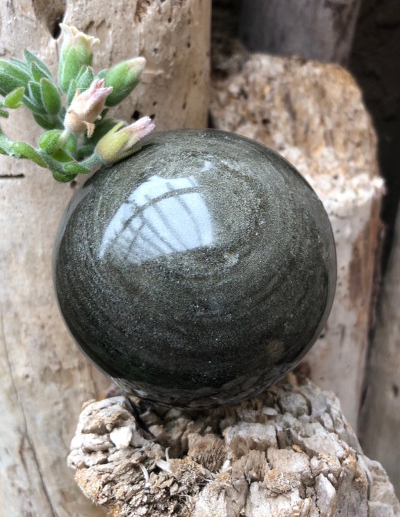 Gold Sheen Obsidian Sphere, Aka "wizard Stone" From Mexico