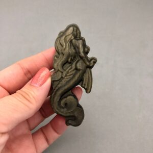 Golden Sheen Obsidian Mermaid Crystal Carving (3" Tall) For Mermaid Lovers, Water Magic, Beachy Decor, Divine Feminine, Metaphysical Crystal Golden Sheen Obsidian Mermaid Crystal Carving (3" Tall) For Mermaid Lovers, Water Magic, Beachy Decor, Divine Feminine, Metaphysical Crystal
