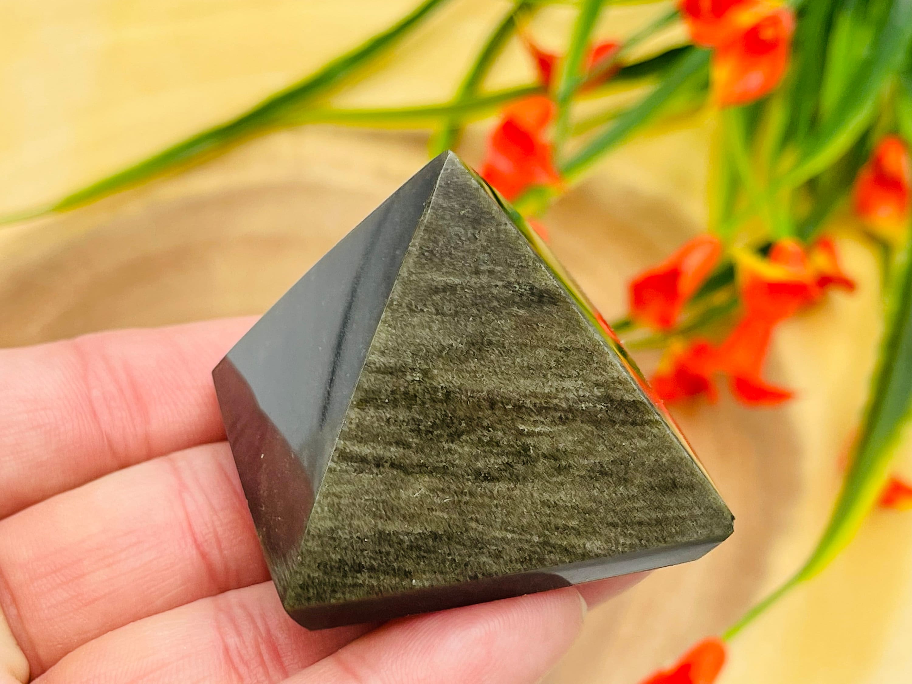 Golden Sheen Obsidian Pyramid, Healing Crystal Stone, Pick Your Size Golden Sheen Obsidian Pyramid, Healing Crystal Stone, Pick Your Size