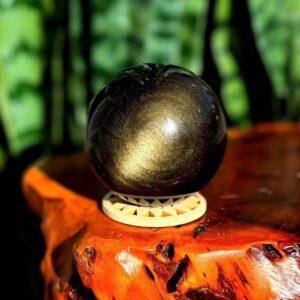 Golden Sheen Obsidian sphere w/ stand - volcanic glass Golden Sheen Obsidian sphere w/ stand - volcanic glass