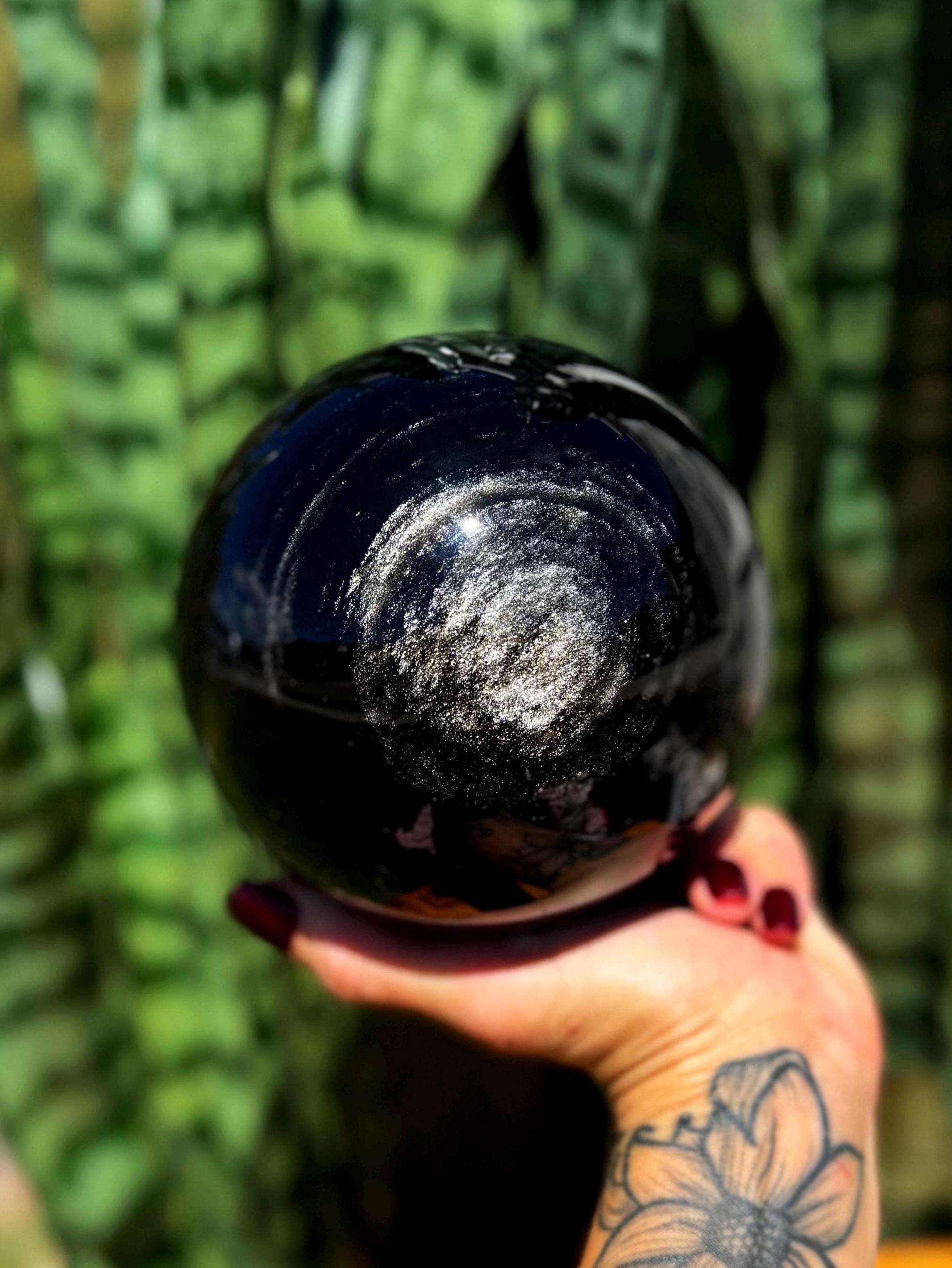 Xl Golden Sheen Obsidian Sphere W/ Stand - Volcanic Glass