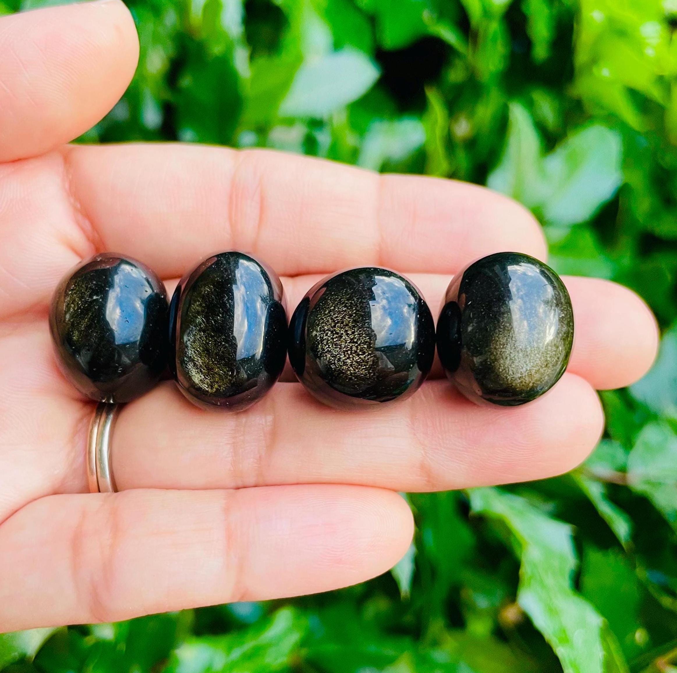 Tumbled Golden Sheen Obsidian Crystal: Polished Black Stone (20-30mm) Tumbled Golden Sheen Obsidian Crystal: Polished Black Stone (20-30mm)