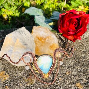 Greek Goddess Labradorite Antique Copper Crown, Mystical, Magical, Cos Play, Queen, Dress Up, Costume Crown, Crystal Crown, Gift Ideas