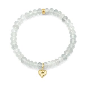 14K GOLD Green Amethyst Heart Bracelet, beaded Green Amethyst bracelet, Green Amethyst beaded bracelet | 14k gold Prasiolite | February 14K GOLD Green Amethyst Heart Bracelet, beaded Green Amethyst bracelet, Green Amethyst beaded bracelet | 14k gold Prasiolite | February