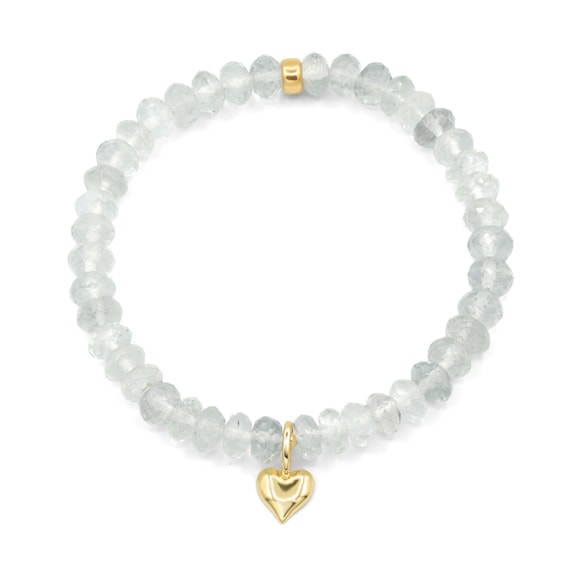 14k Gold Green Amethyst Heart Bracelet, Beaded Green Amethyst Bracelet, Green Amethyst Beaded Bracelet | 14k Gold Prasiolite | February 14k Gold Green Amethyst Heart Bracelet, Beaded Green Amethyst Bracelet, Green Amethyst Beaded Bracelet | 14k Gold Prasiolite | February