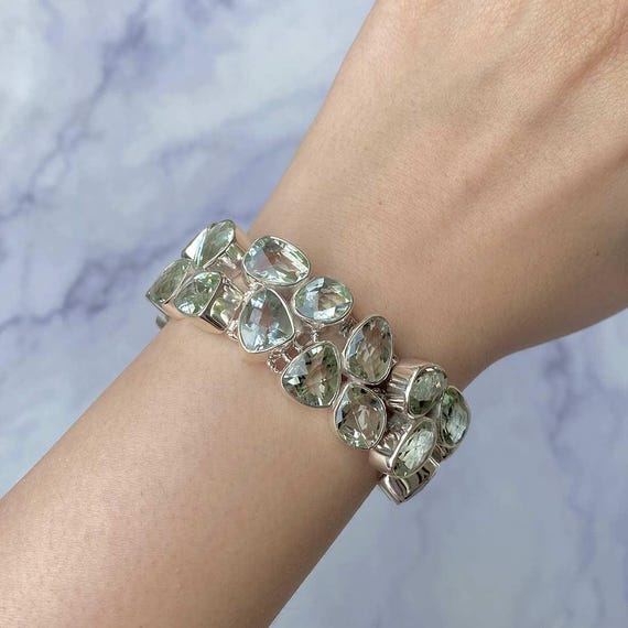 Green Amethyst Bracelet / 925 Sterling Silver / Healing Gemstone / Natural Gemstone / Gift For Her / Fancy Cut / Statement Bracelet Gra-b-2. Green Amethyst Bracelet / 925 Sterling Silver / Healing Gemstone / Natural Gemstone / Gift For Her / Fancy Cut / Statement Bracelet Gra-b-2.
