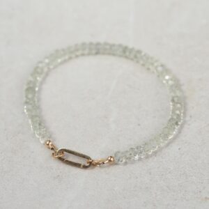 Green Amethyst Bracelet, beaded Green Amethyst bracelet, [EBGM1081] Green Amethyst beaded bracelet | 14k gold Prasiolite | February