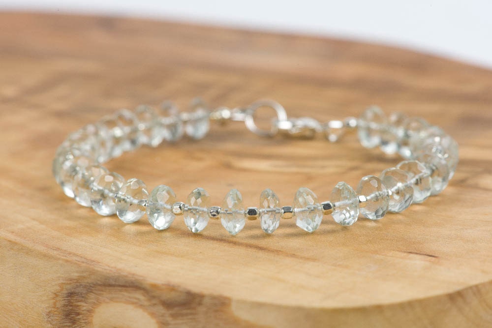 Green Amethyst Bracelet, Delicate Gemstone Bracelet, Green Gemstone Bracelet, Handmade Gemstone Jewelry