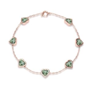Elegant Green Amethyst Bracelet Delicate Rose Gold Chain Bracelet 925 Sterling Silver Amethyst Bracelet Unique Heart Charm Bracelet For Gift Elegant Green Amethyst Bracelet Delicate Rose Gold Chain Bracelet 925 Sterling Silver Amethyst Bracelet Unique Heart Charm Bracelet For Gift