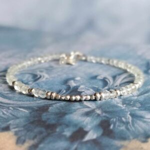 Natural Prasiolite Green Amethyst And Silver Beads Bracelet, Minimalist Bracelet, Beaded Bracelet, Stackable Bracelet, February Birthstone Natural Prasiolite Green Amethyst And Silver Beads Bracelet, Minimalist Bracelet, Beaded Bracelet, Stackable Bracelet, February Birthstone