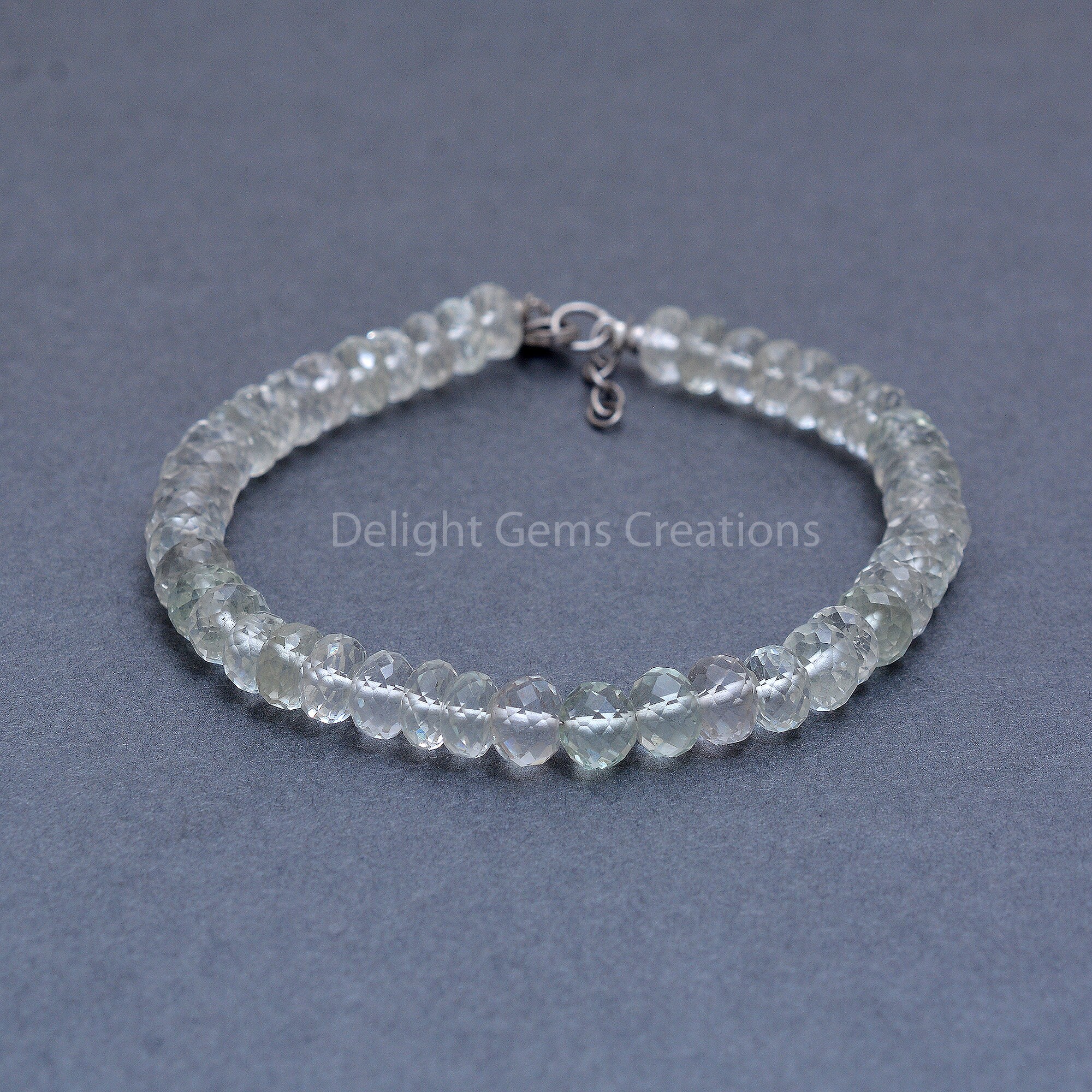 Prasiolite Green Amethyst Beaded Bracelet - 6-6.5mm Faceted Rondelle Beads - Gorgeous Gift For Her Prasiolite Green Amethyst Beaded Bracelet - 6-6.5mm Faceted Rondelle Beads - Gorgeous Gift For Her