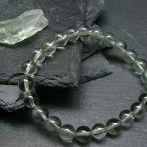 Prasiolite Green Amethyst Genuine Bracelet ~ 7 Inches ~ 8mm Round Beads