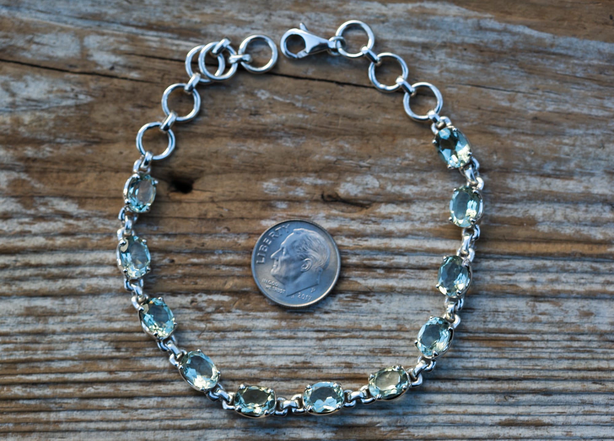 Prasiolite Bracelet - Sterling Silver, Light Green Quartz Prasiolite Bracelet - Sterling Silver, Light Green Quartz