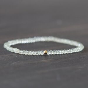 Prasiolite Stretch Bracelet, Dainty Beaded Light Green Gemstone Jewelry, Green Amethyst Prasiolite Stretch Bracelet, Dainty Beaded Light Green Gemstone Jewelry, Green Amethyst