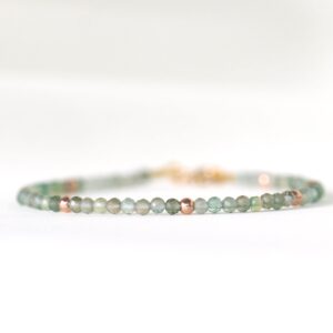 Green Amethyst Bracelet Rose Gold Filled, Genuine Amethyst Delicate Bracelet, Green Gemstone Bracelet, February Birthstone, Women's Gift