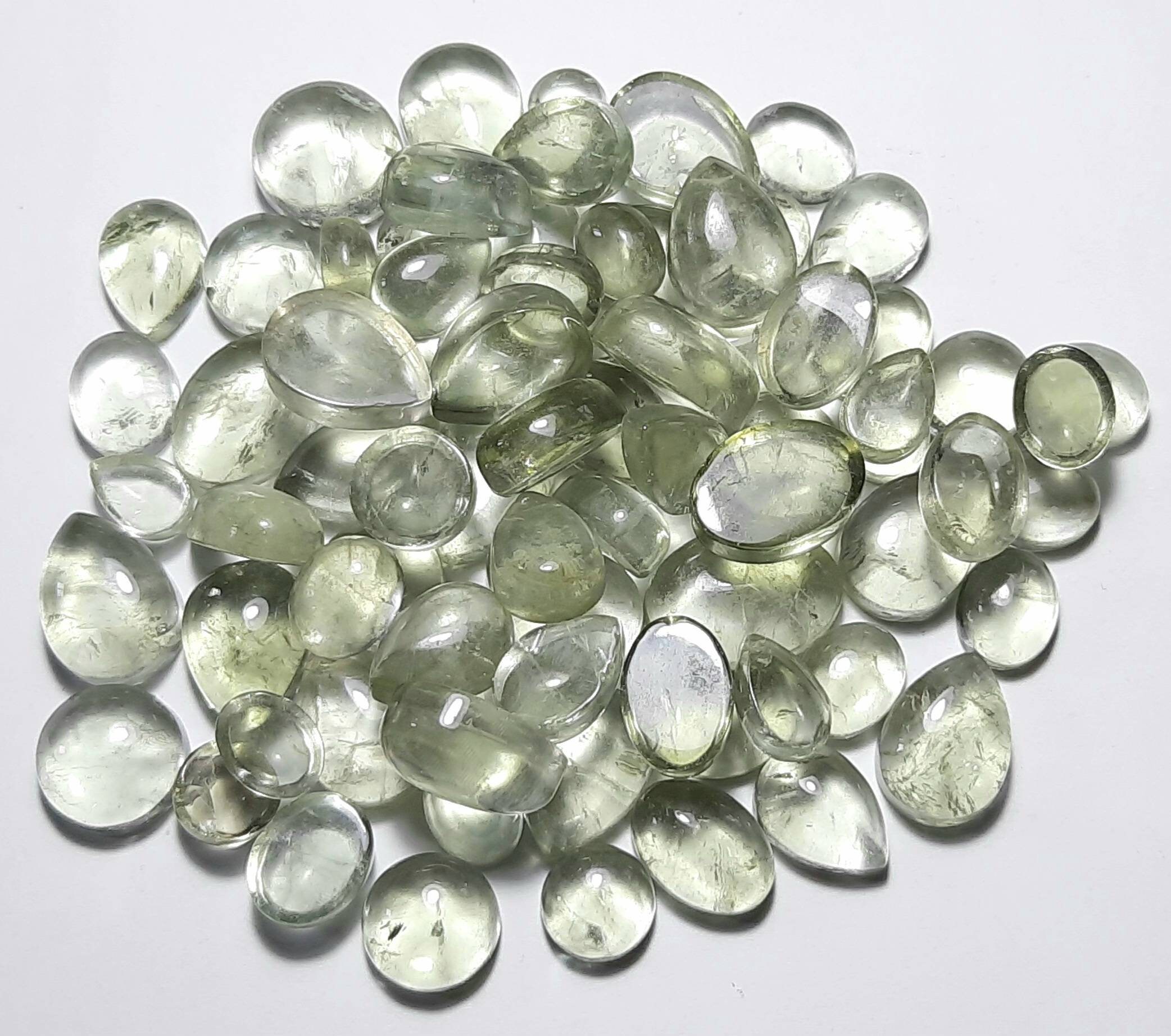 Aaa Green Amethyst Quartz Cabochon: Natural Gemstone (7-20mm) Aaa Green Amethyst Quartz Cabochon: Natural Gemstone (7-20mm)