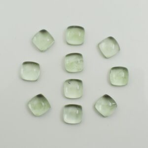 Aaa+ Green Amethyst Cushion Cut Cabochon Flat Back Calibrated Wholesale Gemstone For Jewelry Making All Sizes Available