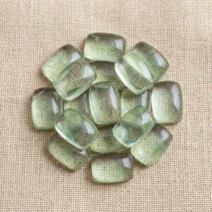 Natural Green Amethyst Smooth Rectangle Shape Gemstone Amethyst Flat Back Polished Calibrated Cabochon For Jewelry Making Wholesale Lot