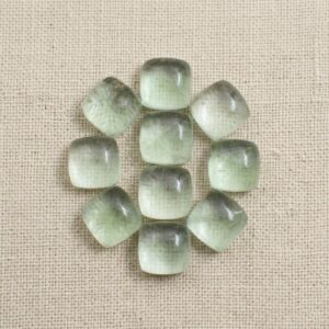 Natural Green Amethyst Square Cabochon, 3mm To 25mm Sizes, Polished Green Amethyst Cushion Loose Stone For Jewelry Making