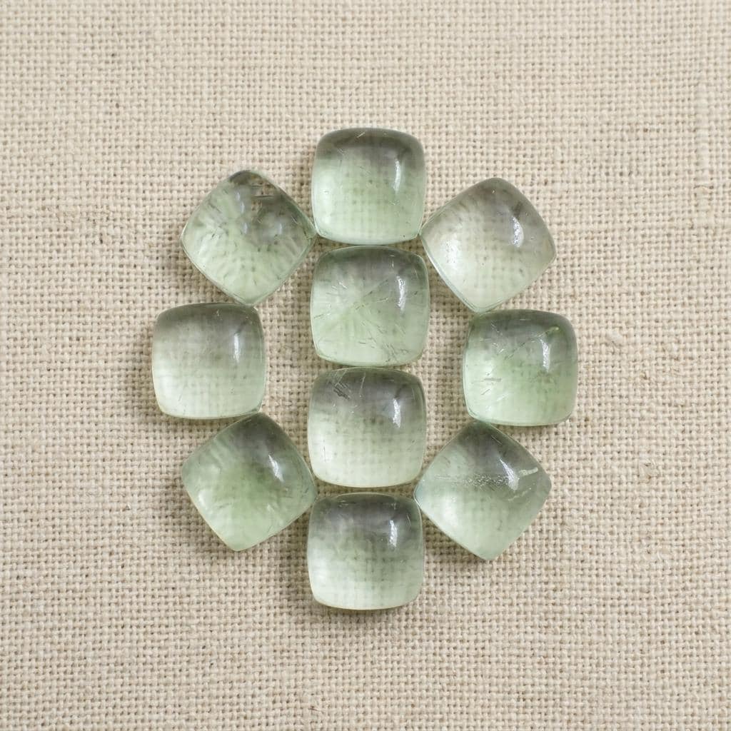 Natural Green Amethyst Square Cabochon, 3mm To 25mm Sizes, Polished Green Amethyst Cushion Loose Stone For Jewelry Making Natural Green Amethyst Square Cabochon, 3mm To 25mm Sizes, Polished Green Amethyst Cushion Loose Stone For Jewelry Making