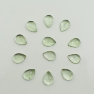 Natural Green Amethyst Pear Shape Cabochon Polished Flat Back Calibrated Whole Sale Gemstone Lot For Jewelry Making All Sizes Available