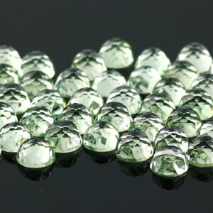Prasiolite (green Amethyst) Rose Cut Cabochon 6mm Round - Per Stone