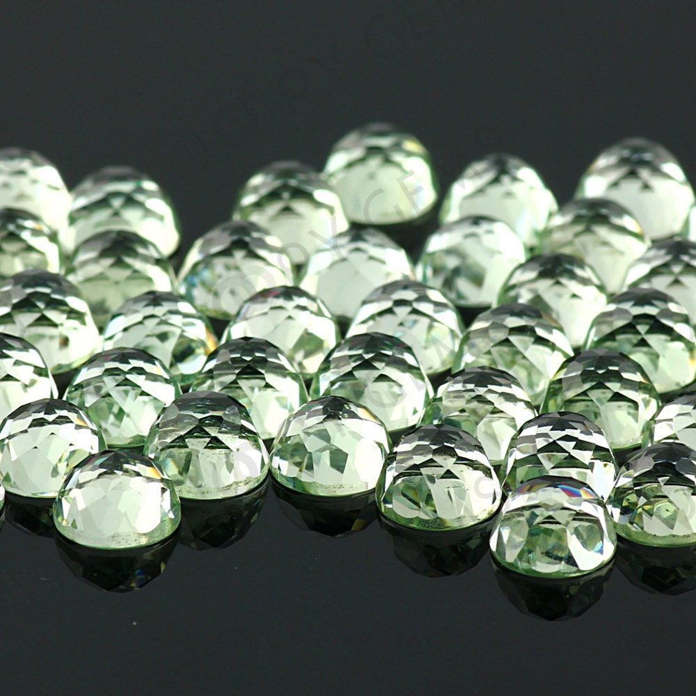 Prasiolite (green Amethyst) Rose Cut Cabochon 6mm Round - Per Stone