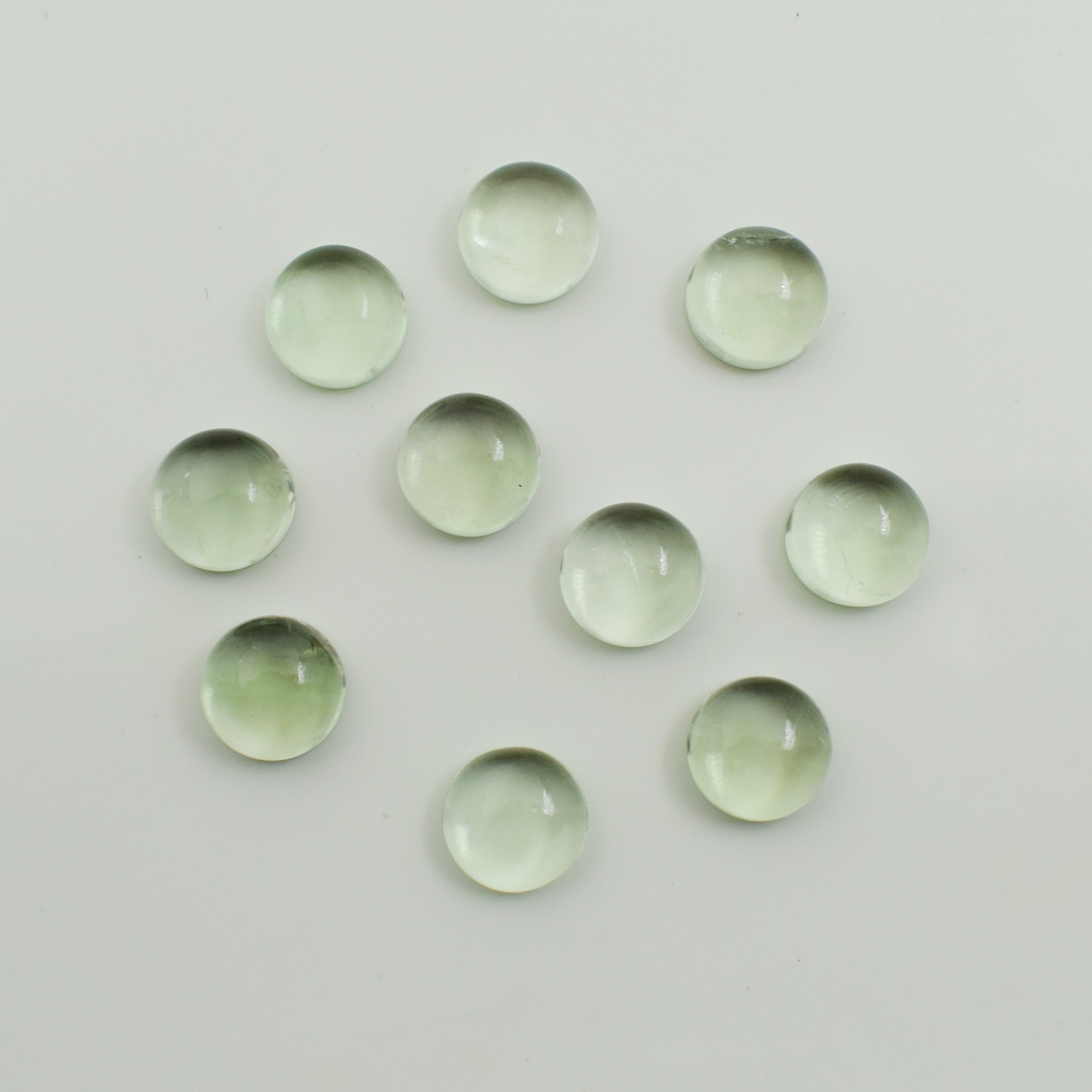 Top Quality Green Amethyst Round Cabochon  Aaa+ Flat Back Calibrated Wholesale Gemstone For Jewelry Making, All Sizes Available