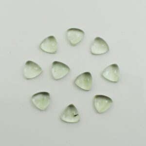 Natural Green Amethyst Trillion Cabochon Calibrated Gemstone | Natural Flat Back Loose Stone For Jewelry Making | Triangle Cabochon Gemstone