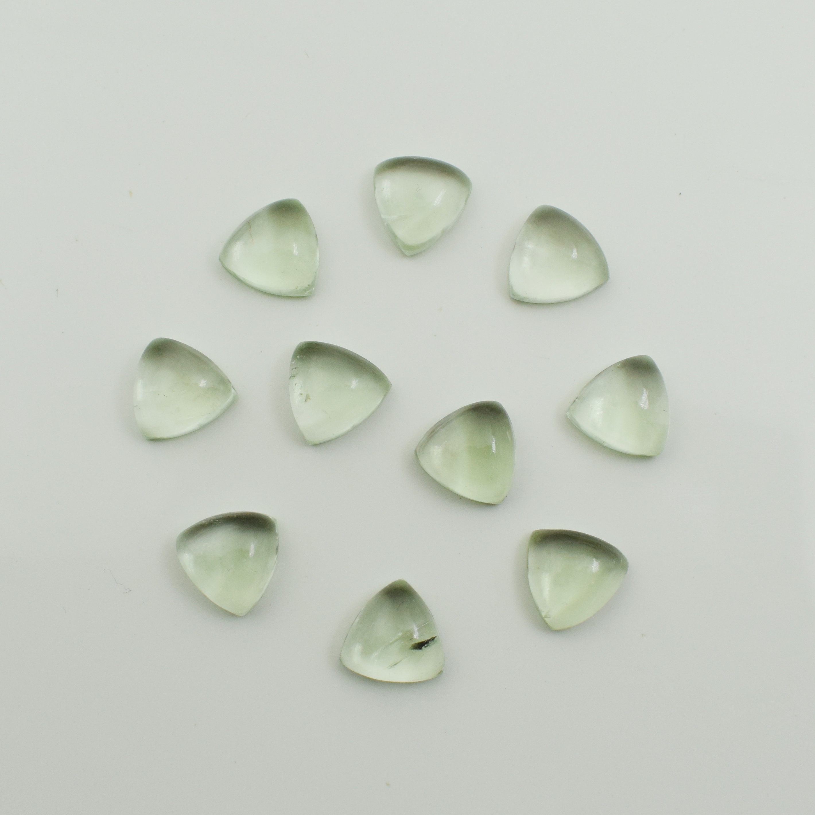 Natural Green Amethyst Trillion Cabochon Calibrated Gemstone | Natural Flat Back Loose Stone For Jewelry Making | Triangle Cabochon Gemstone Natural Green Amethyst Trillion Cabochon Calibrated Gemstone | Natural Flat Back Loose Stone For Jewelry Making | Triangle Cabochon Gemstone
