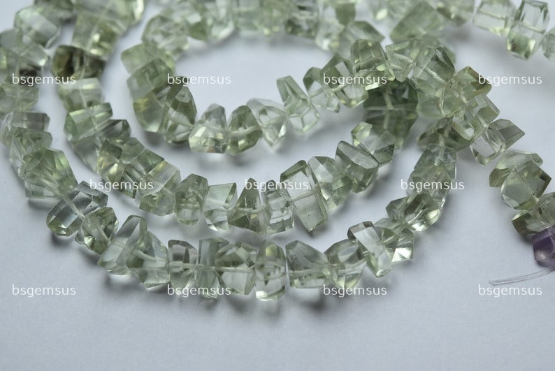 7 Inch Strand,natural Green Amethyst Faceted Fancy Nuggets Shape Size 7-8mm 7 Inch Strand,natural Green Amethyst Faceted Fancy Nuggets Shape Size 7-8mm