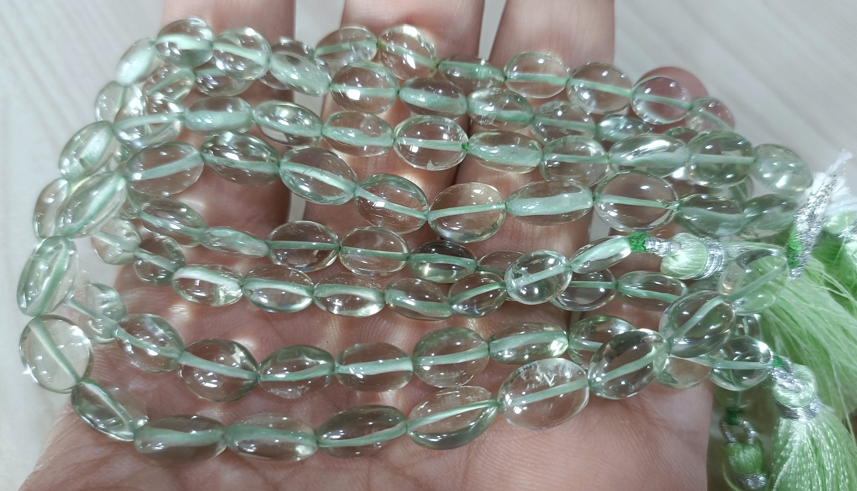 7 Inches Strand,natural Green Amethyst Smooth Nuggets Shape, Size 10-12mm