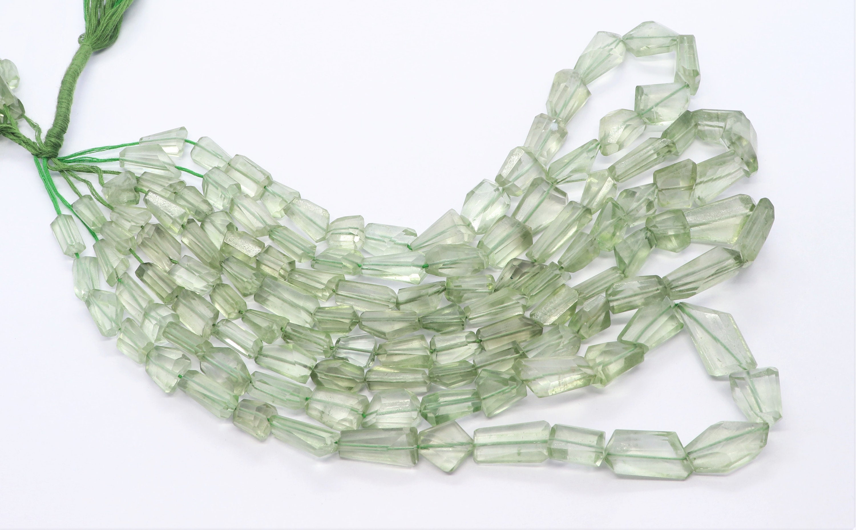 Aaa Natural Green Amethyst Leaser Cut Faceted Uneven Shape Nuggets, 9x11-13x16 Mm, Green Amethyst Nuggets, Faceted Amethyst Tumble Beads