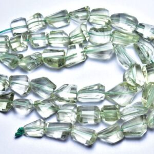 Big Beautiful Prasiolite Nuggets Beads - 8 Inches - Natural Green Amethyst Faceted Nuggets - Size Is 9.5 - 12.5 Mm #2737 Big Beautiful Prasiolite Nuggets Beads - 8 Inches - Natural Green Amethyst Faceted Nuggets - Size Is 9.5 - 12.5 Mm #2737