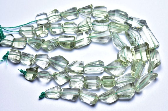 Big Beautiful Prasiolite Nuggets Beads - 8 Inches - Natural Green Amethyst Faceted Nuggets - Size Is 9.5 - 12.5 Mm #2737 Big Beautiful Prasiolite Nuggets Beads - 8 Inches - Natural Green Amethyst Faceted Nuggets - Size Is 9.5 - 12.5 Mm #2737