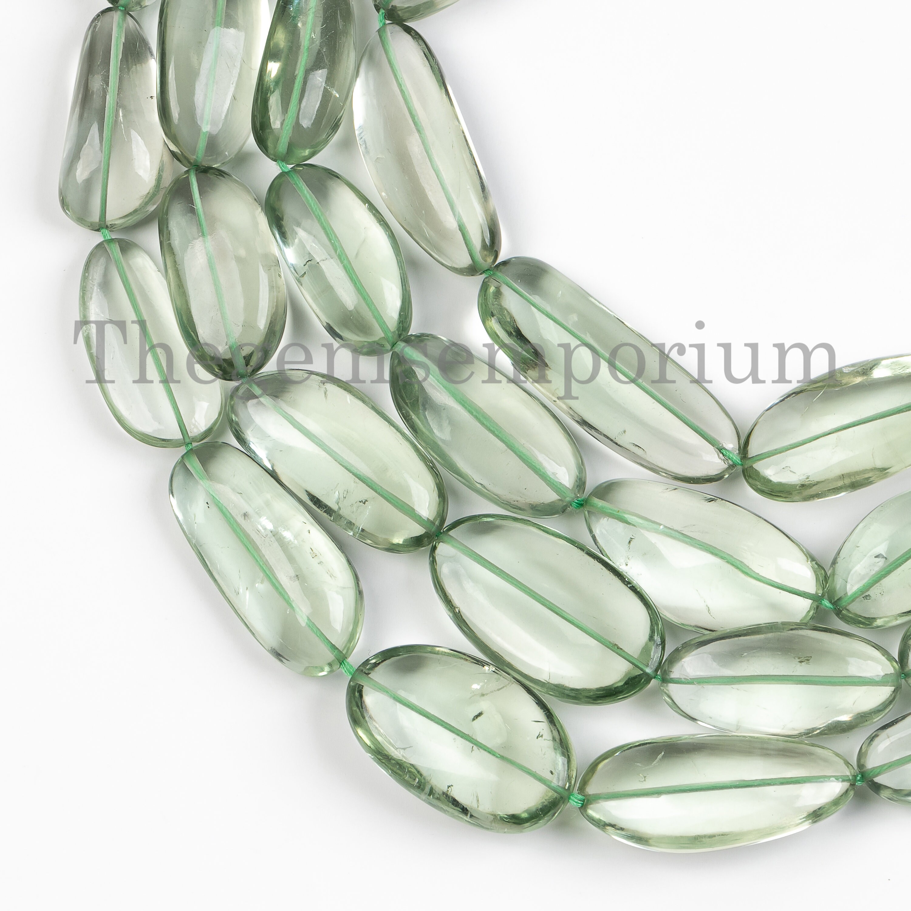 Green Amethyst Nugget Beads, Smooth Tumble, 52cm Strand Green Amethyst Nugget Beads, Smooth Tumble, 52cm Strand